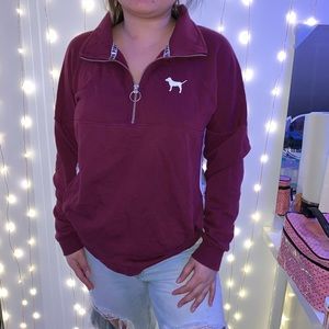 PINK maroon quarter zip